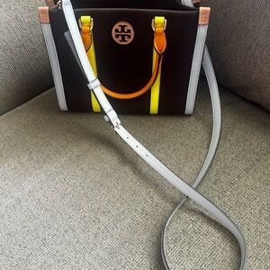 Tory Burch Brown and Yellow Crossbody Bag